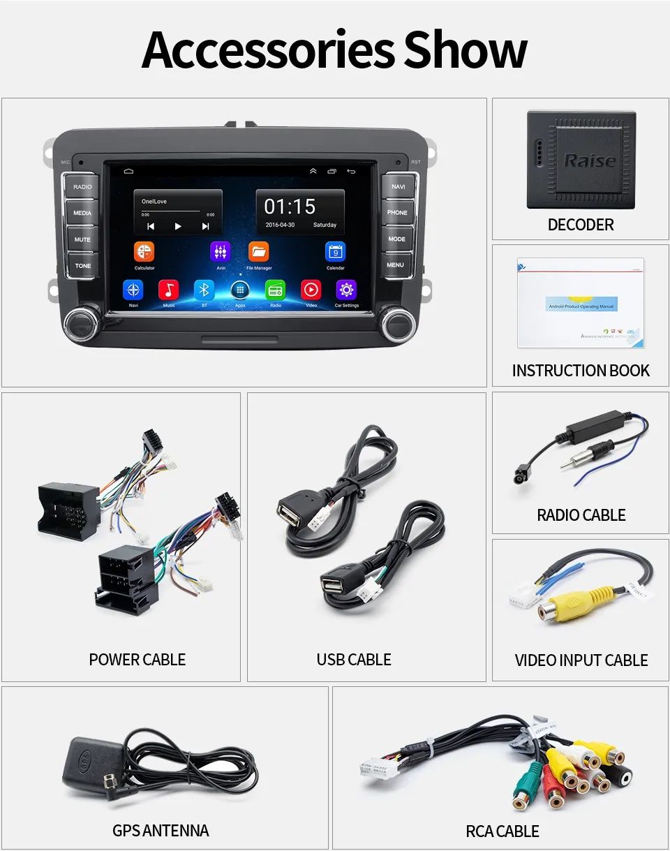 Radio 2DIN 2GB/32GB RDS+EQ Android VW, Skoda, Seat