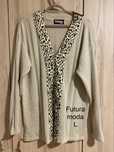 Futura moda rozm L 40 damska bluzka sweterek beżowa panterka  Vintage
