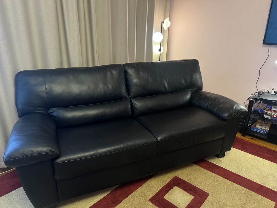 Чорний Шкіряний Диван з натуральної шкіри з Данії