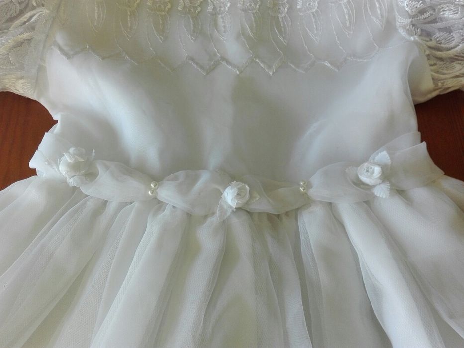 Vestido cerimónia vintage, menina, branco, novo