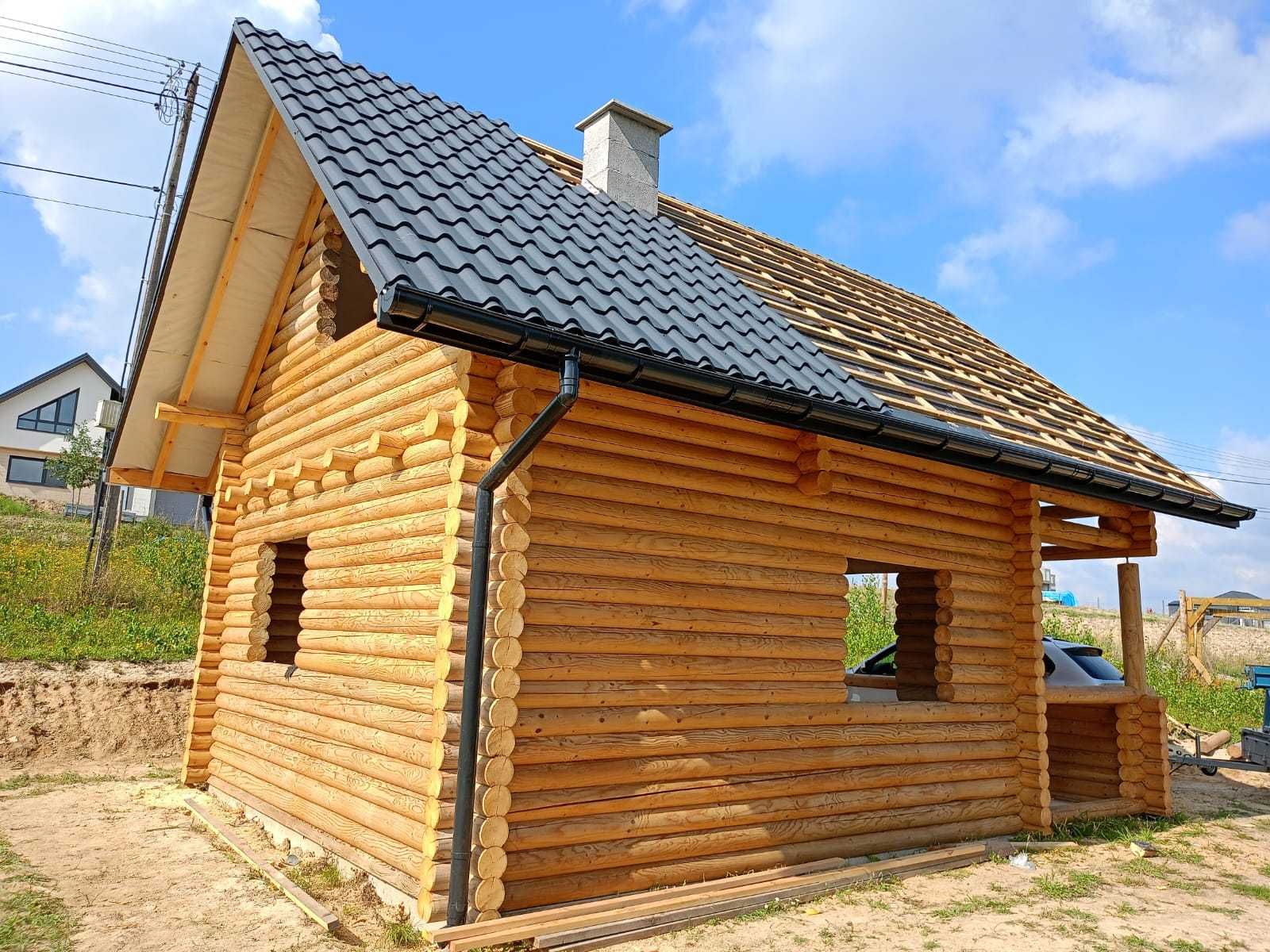 Domek z Bali Drewnianych Okrągłych 180 mm 50m2 z Poddaszem