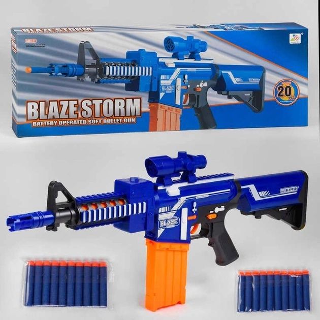 Детский игрушечный автомат Blaze Storm 20 мягких патр, на батарейках