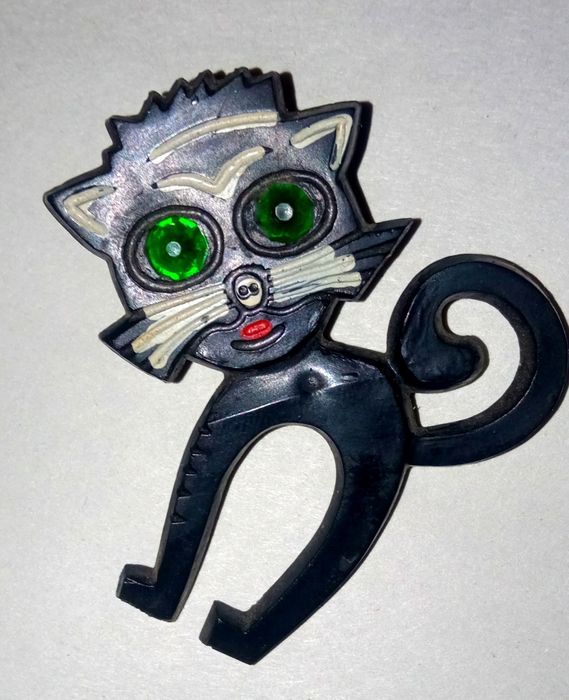 Значёк СССР. Брошь кот чёрный. Винтаж.