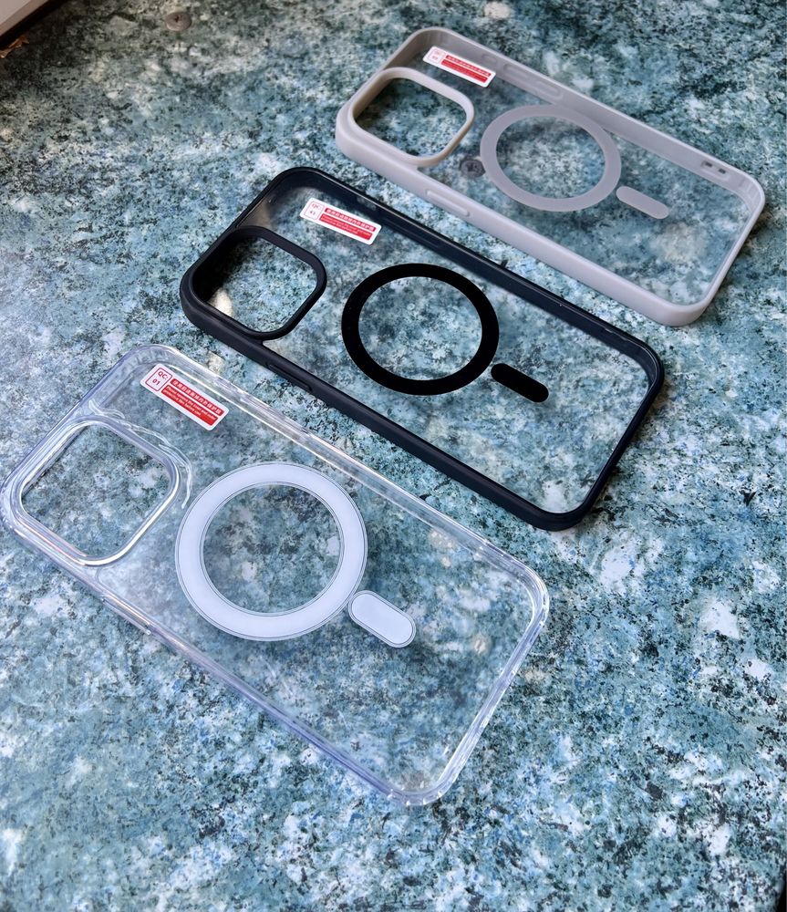 Прозорий чохол з Magsafe від iPhone 12 і ін. (White,Black,Gray,Purple)