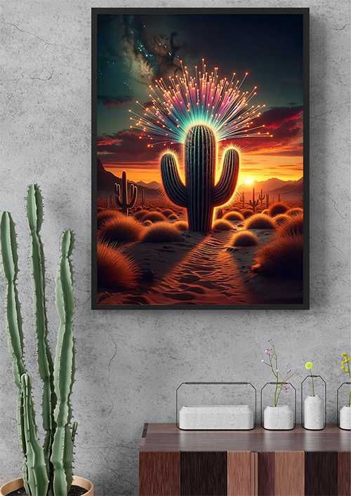 Plakat nowoczesny kaktus do salonu - 30x40cm