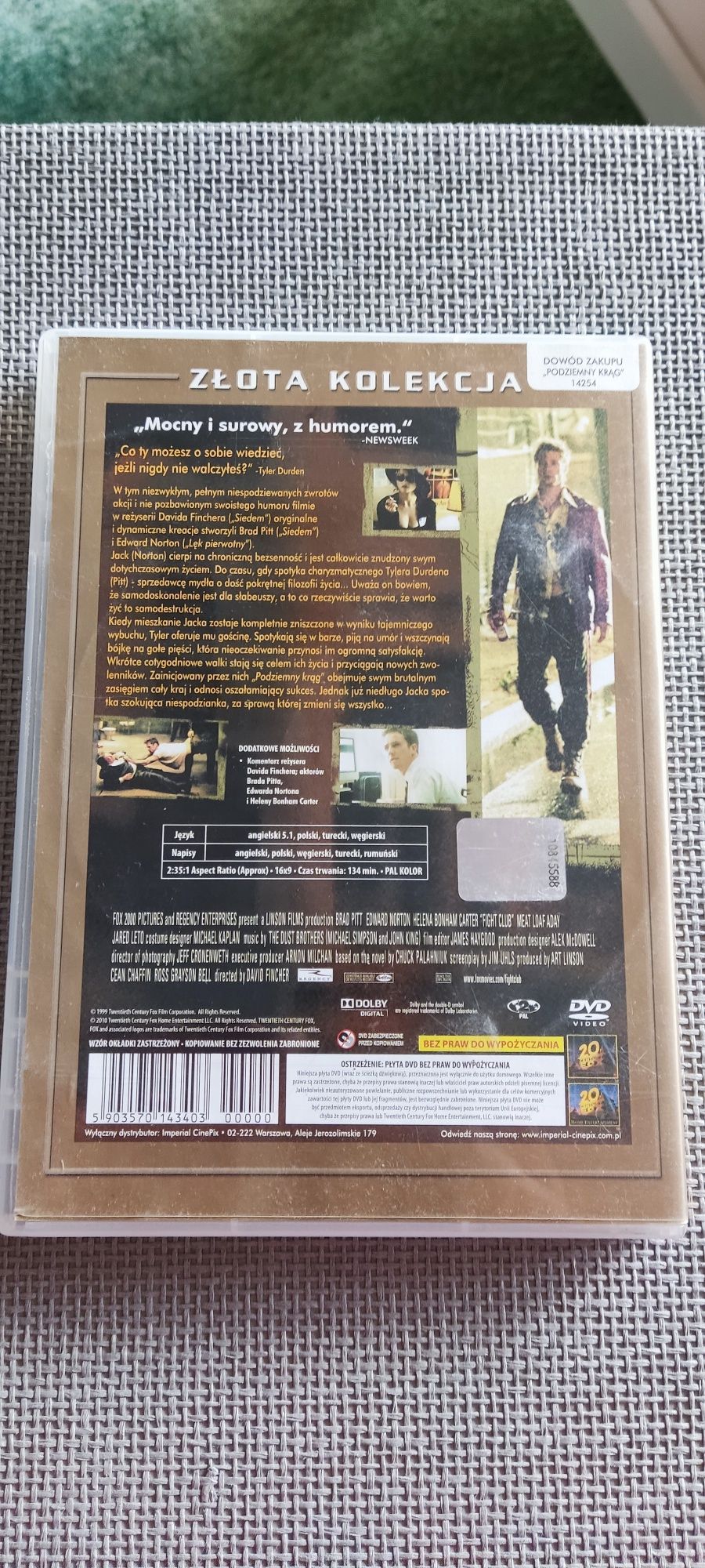 Podziemny krąg Fight Club dvd lektor pl Złota kolekcja Fincher Pitt