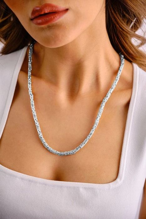 Gruby Srebrny Łańcuszek Damski Splot Królewski Srebro 925/65cm/4,3mm+G