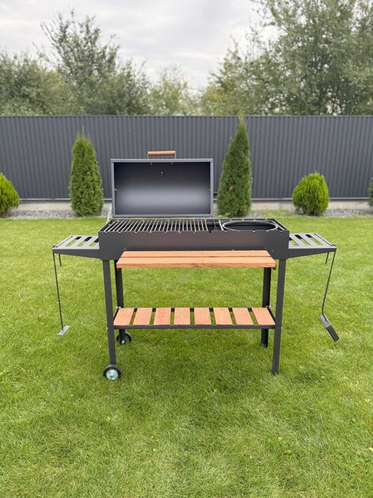 покращений варіант мангалу! гриль-барбекю, метал 5мм, з термометром!