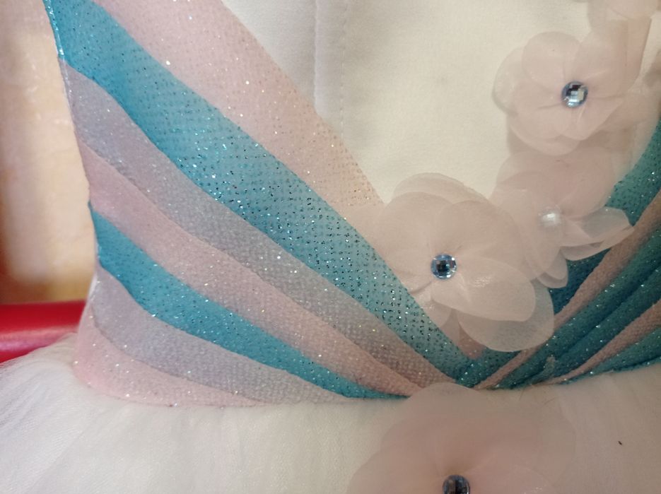 Платье для девочки Бело-розовое с голубым