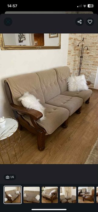 Sprzedam drewnianą sofę i fotele dwa używane