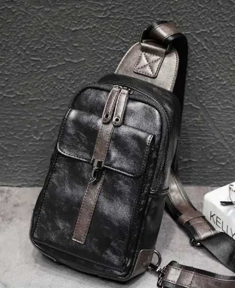 Мужская кожаная барсетка ранец рюкзак сумка бананка сумка на грудь