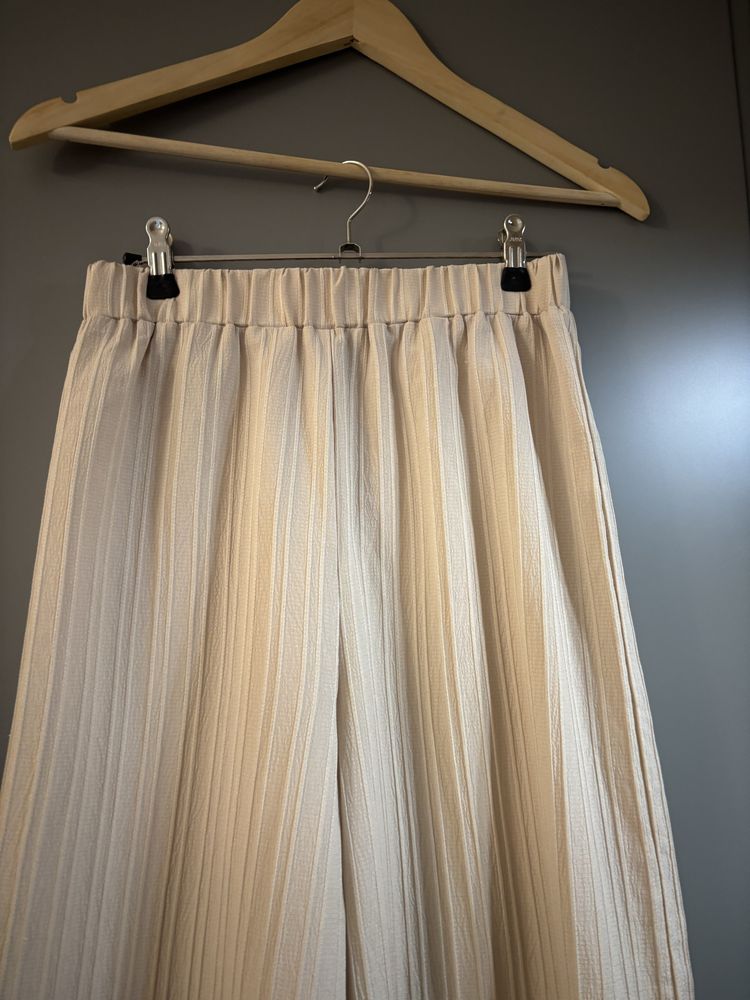 Szerokie zwiewne spodnie na lato wide leg tall roz S/