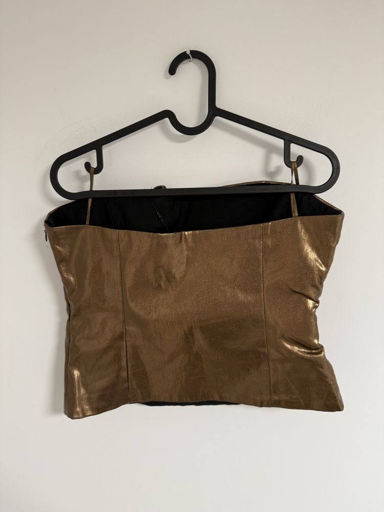 Złoty, miedziany crop top, Zara L, nowy z metką