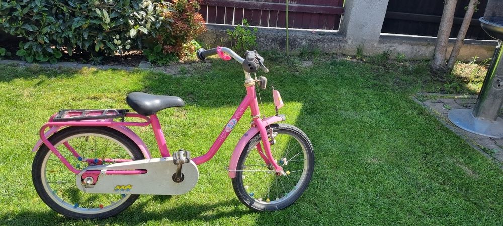 Rower 18" puky różowy z bagażnikiem