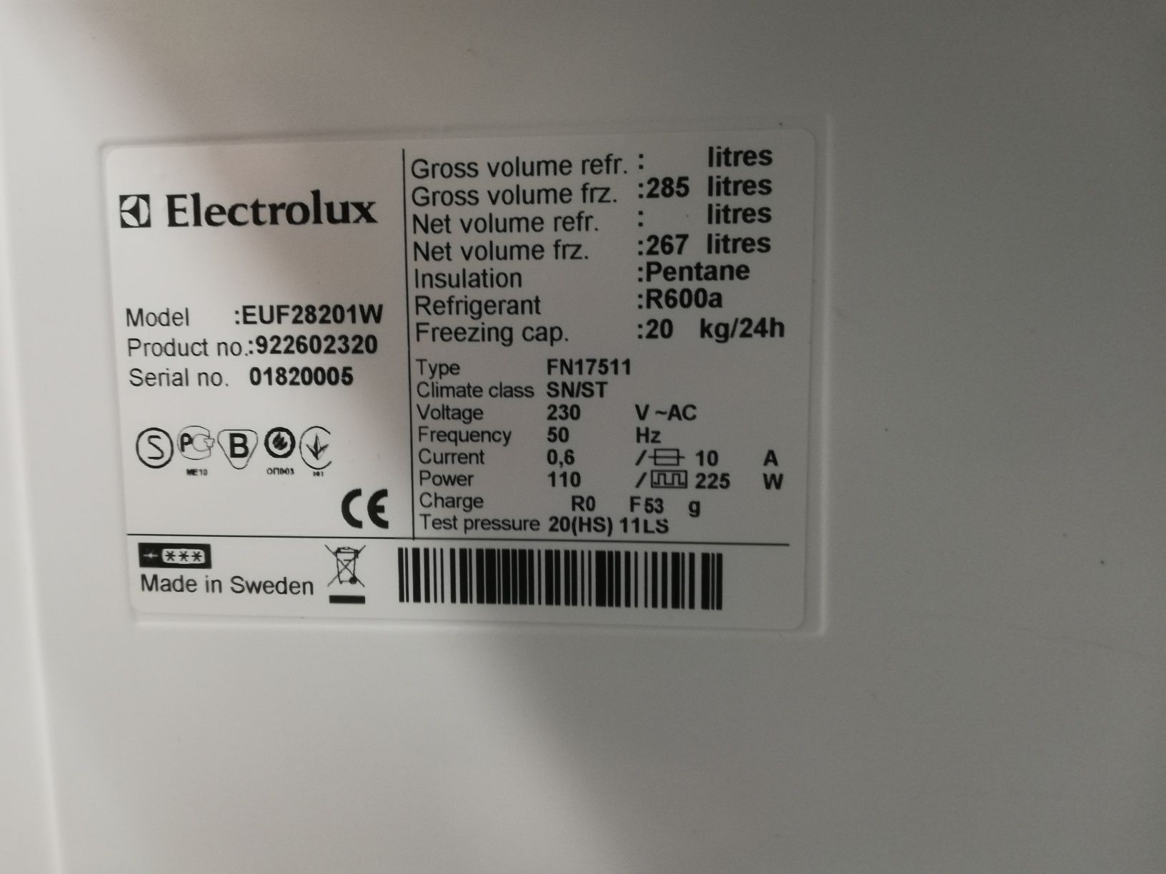 Zamrażarka Electrolux 175cm NoFrost |12msc |BD stan |Dowóz