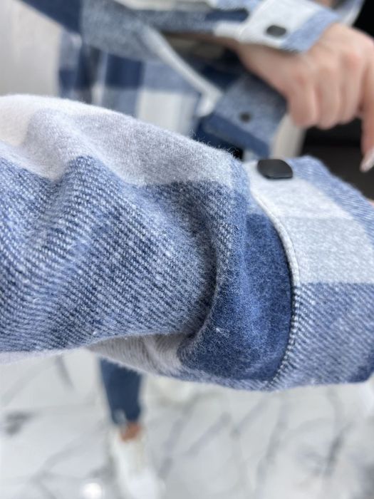 Розпродаж! Знижка! Жіноча тепла вовняна Сорочка Оверсайз в клітинку