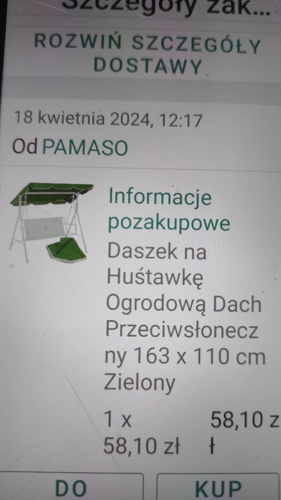 Daszek na chuśtawkę ogrodową