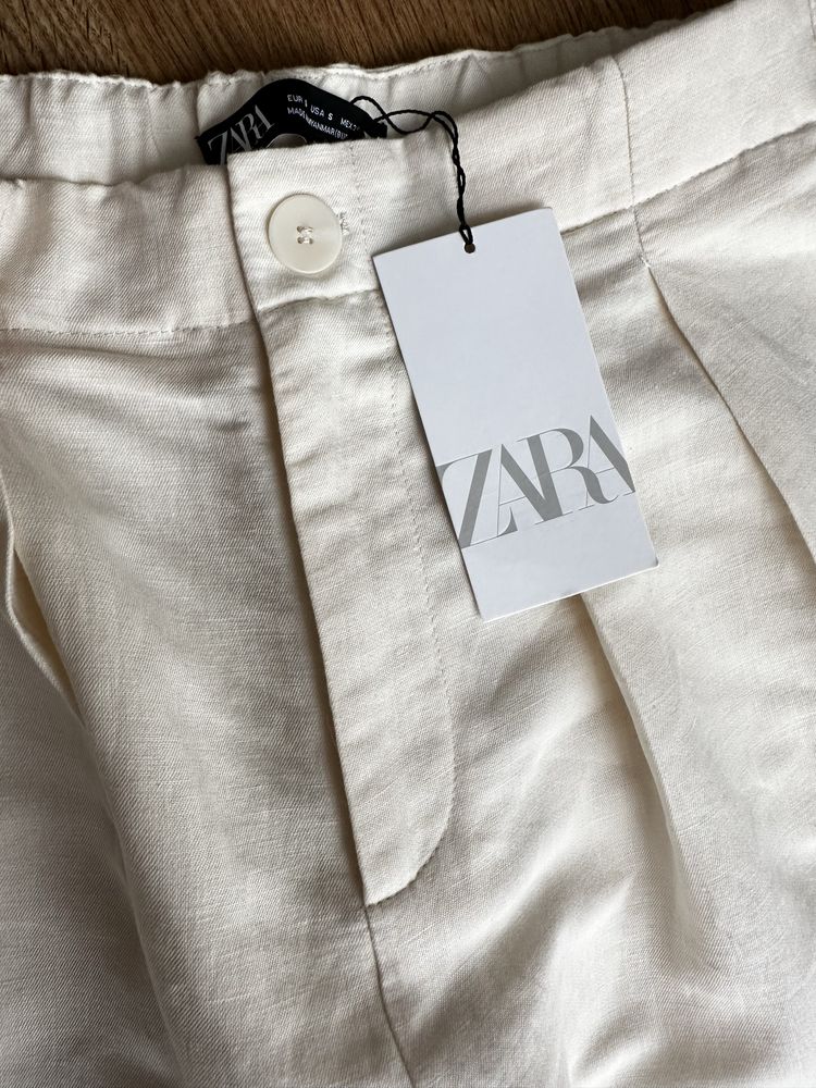 Лляні штани широкі carrot fit Zara Зара М