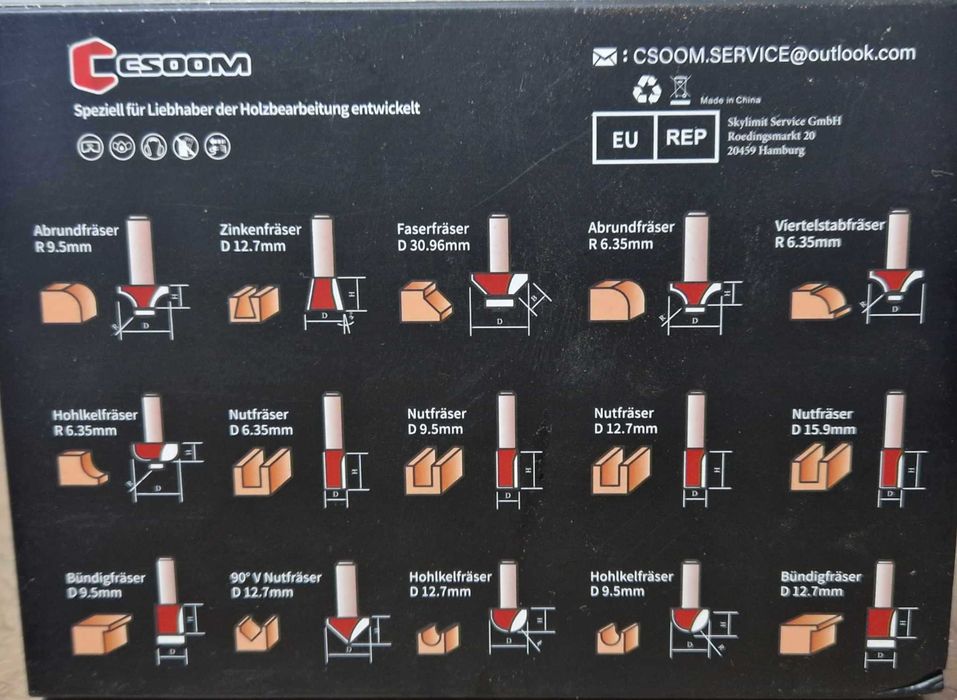 Frezy, komplet frezów