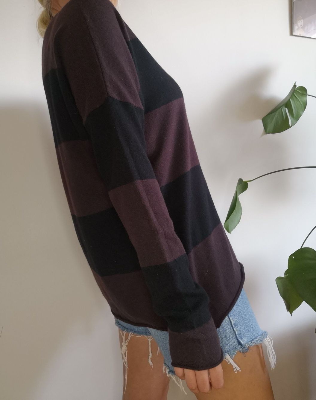 Wełniany sweter w pasy oversize premium Part Two