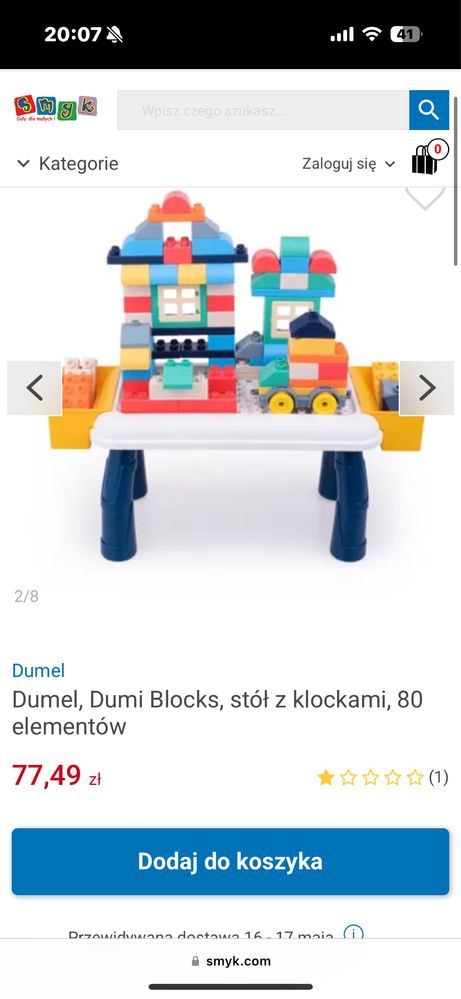 Dumel Dumi Blocks stół z klockami 80 elementow