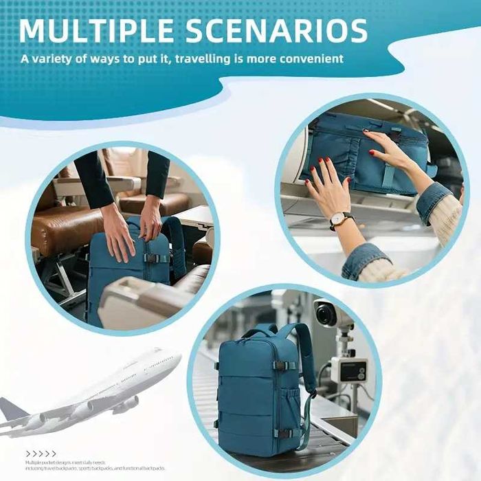 Plecak podróżny próżniowy 40x25x20 cm - czarny i morski