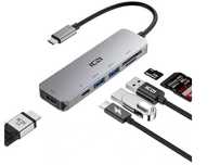Adapter ICZI HUB 6w1 Szary IZEC-TH08 Hdmi TF/SD Usb-C Usb 3.0