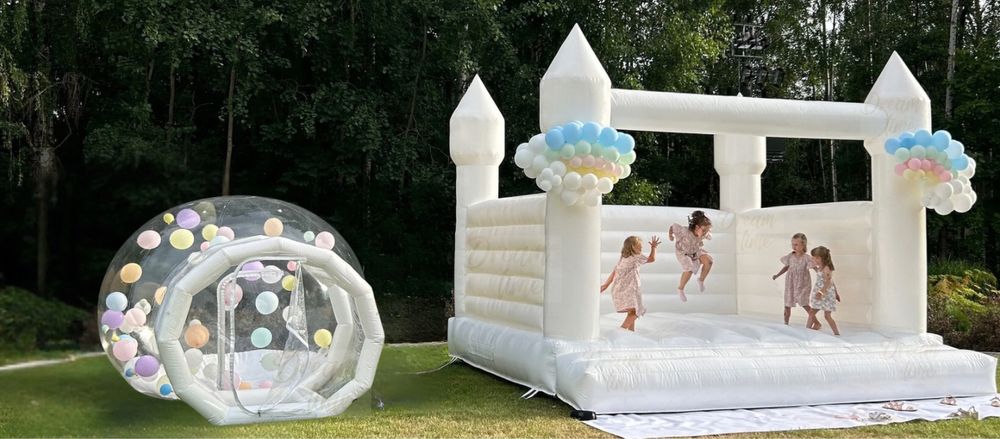 Ścianka dekoracyjna, Zjeżdżalnia,Biały Zamek, Bubble House, dmuchaniec