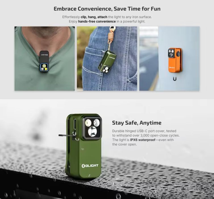 EDC ліхтар Olight Oclip Pro Black / Green / Orange / Red