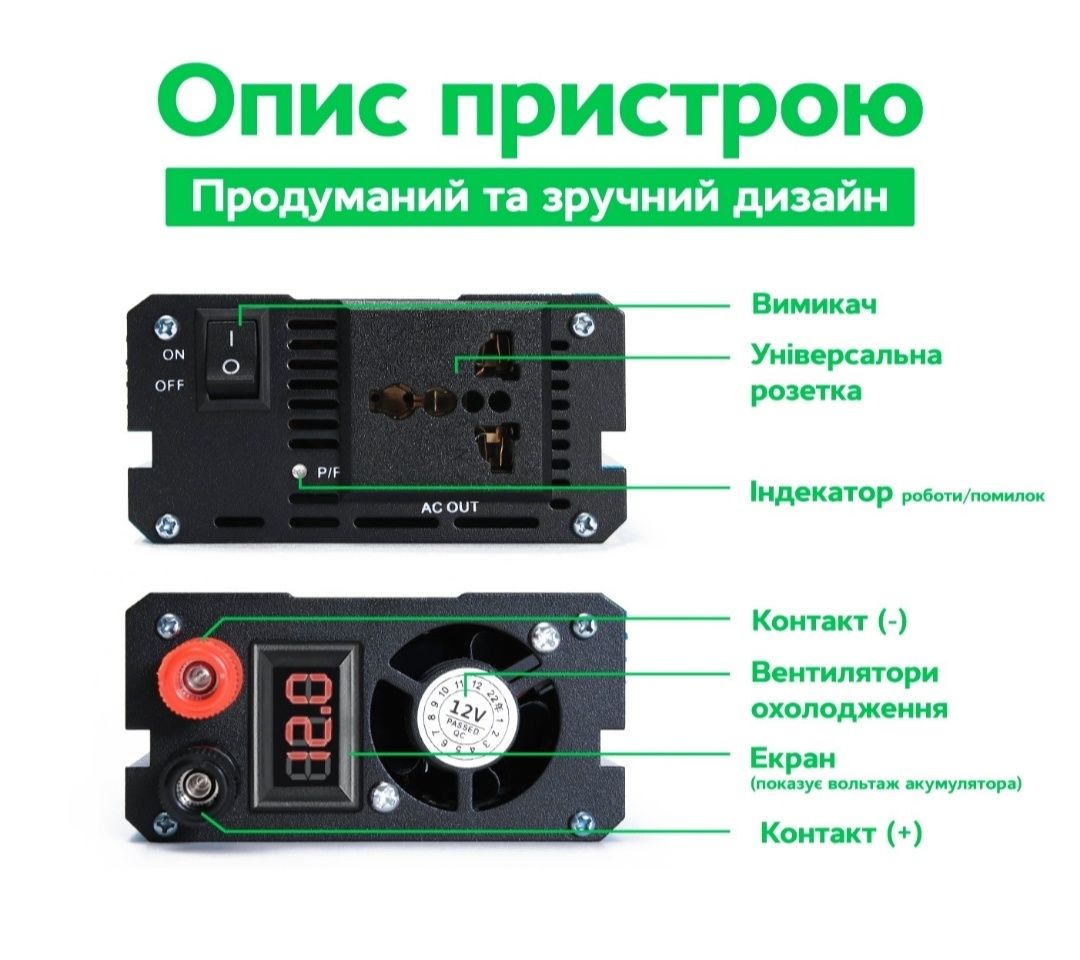 Инвертор преобразователь Tataliken 12-220V Чистый синус 1600W