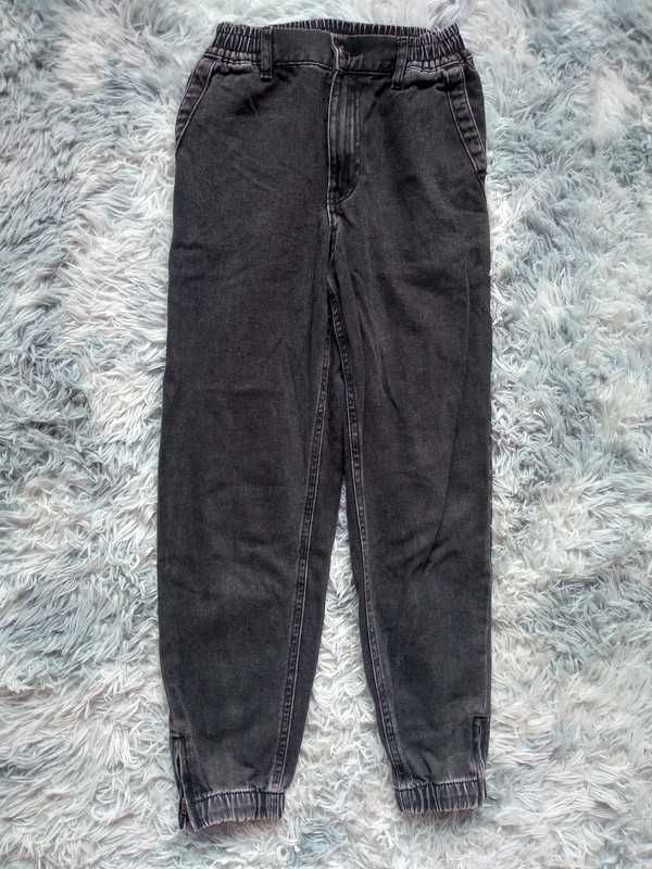 Spodnie czarne jeans wysoki stan 34