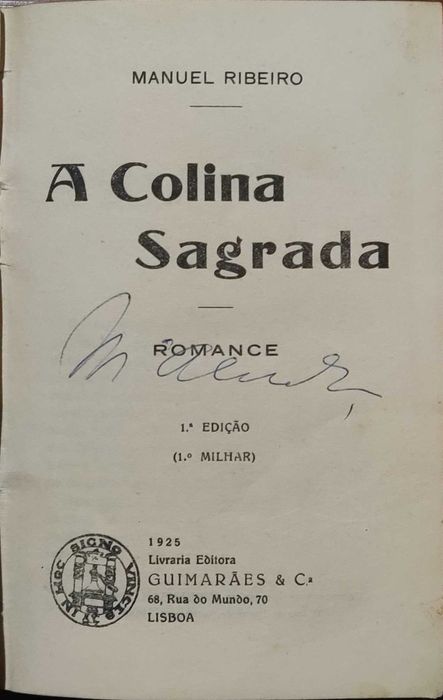 Livro "A Colina Sagrada" de Manuel Ribeiro