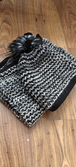 Czapka i komin szalik wełna wool komplet