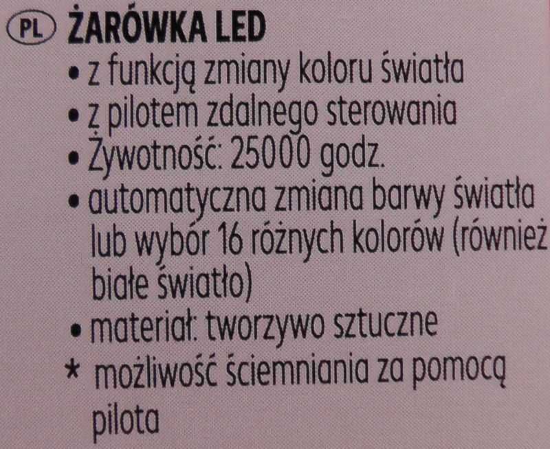 Żarówka LED E27 z pilotem