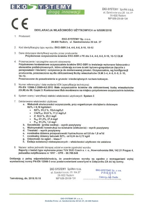 Przydomowa biologiczna oczyszczalnia ścieków SBR METRIA 4-6