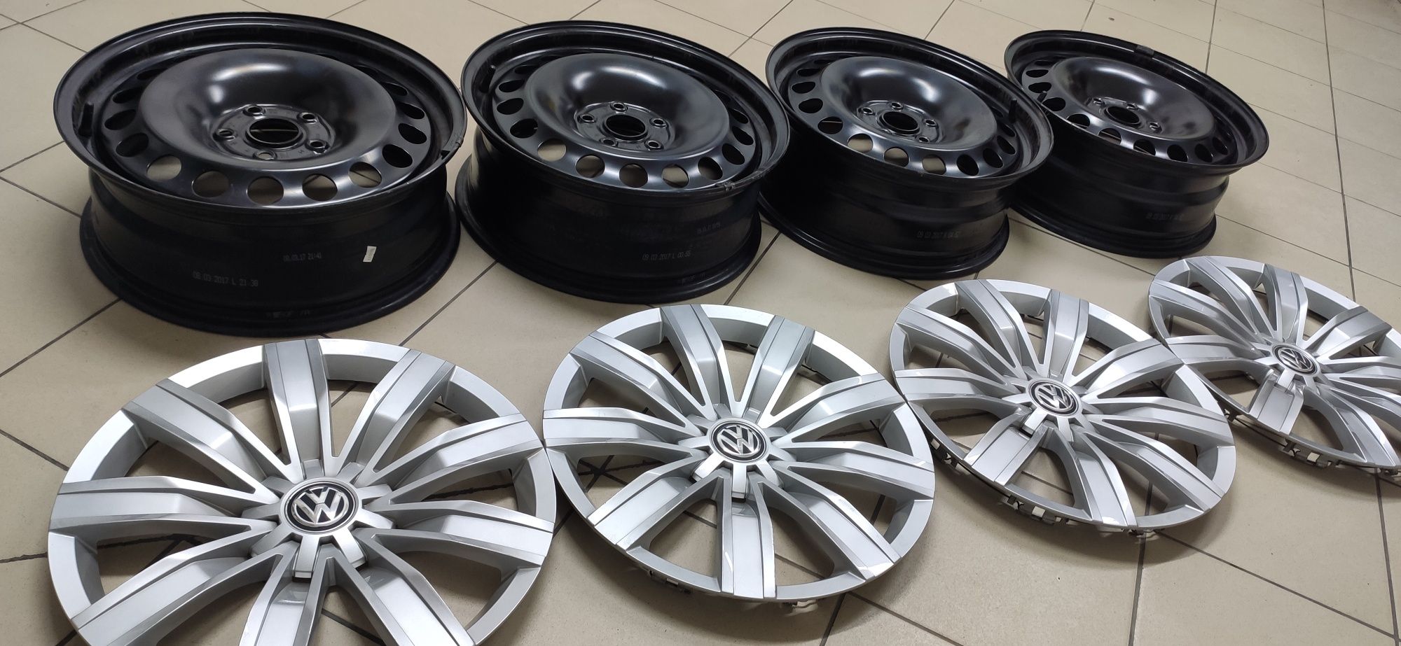 Диски+колпаки R-17 5*112, 6,5j, et38, цо57,1 (Volkswagen, Skoda)