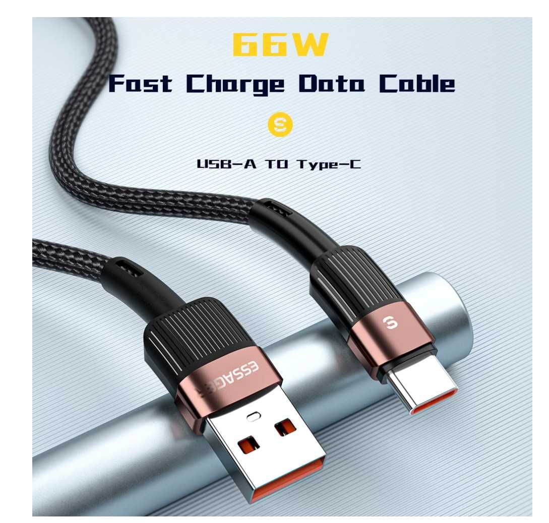 ‼️Надежный Кабель ESSAGER Type-C 6А 66W 1 метр быстрая зарядка