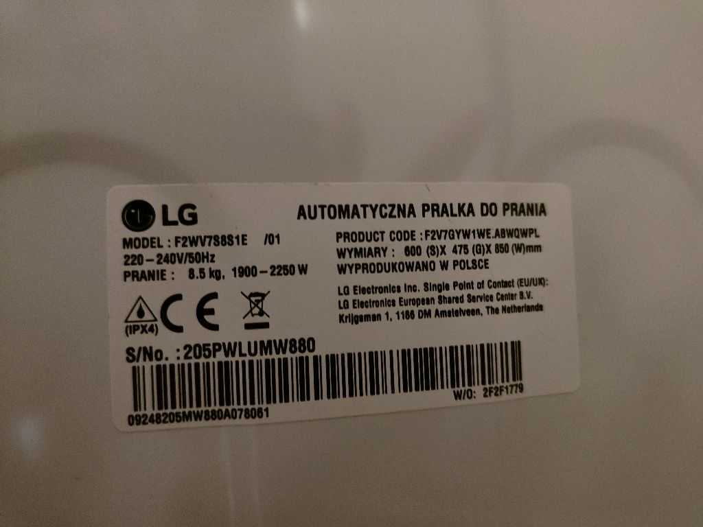 Sprzedam pralkę jak nowa na gwarancji