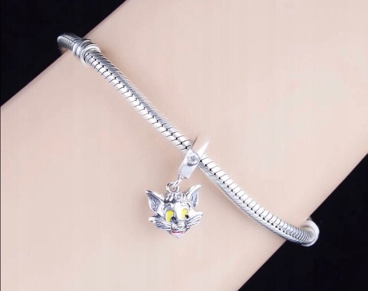 charms do pandora srebro kot s925 tom jerry łeb głowa wisiorek