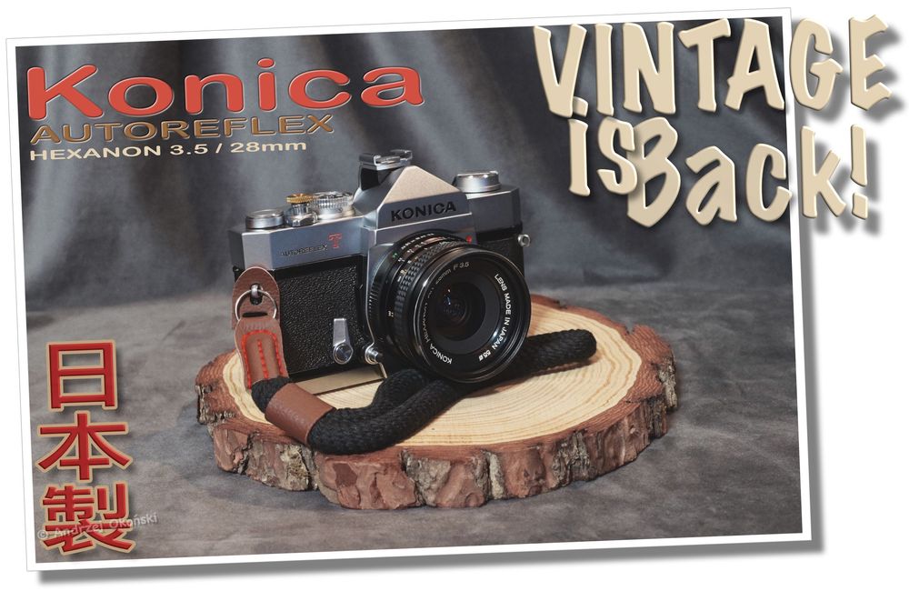 Zestaw analogowy KONICA. Obiektyw HEXANON 28mm