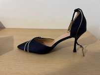 Damskie buty na obcasie ostry nosek duży rozmiar 46 CD Drag cyrkonie