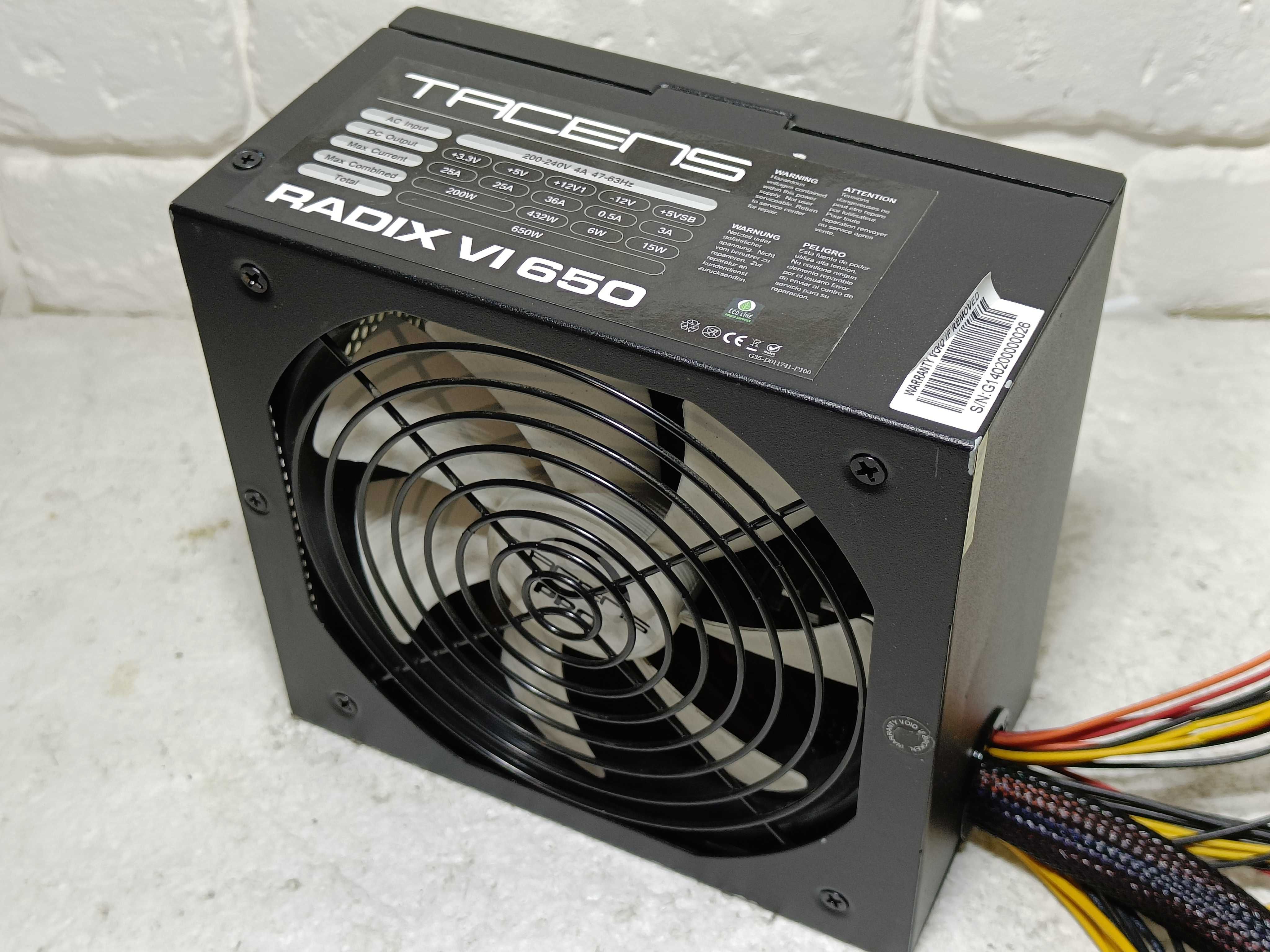 Блок живлення TRACENS RADIX VI 650W 85+ PLUS ВІДМІННИЙ стан 8+8GPU