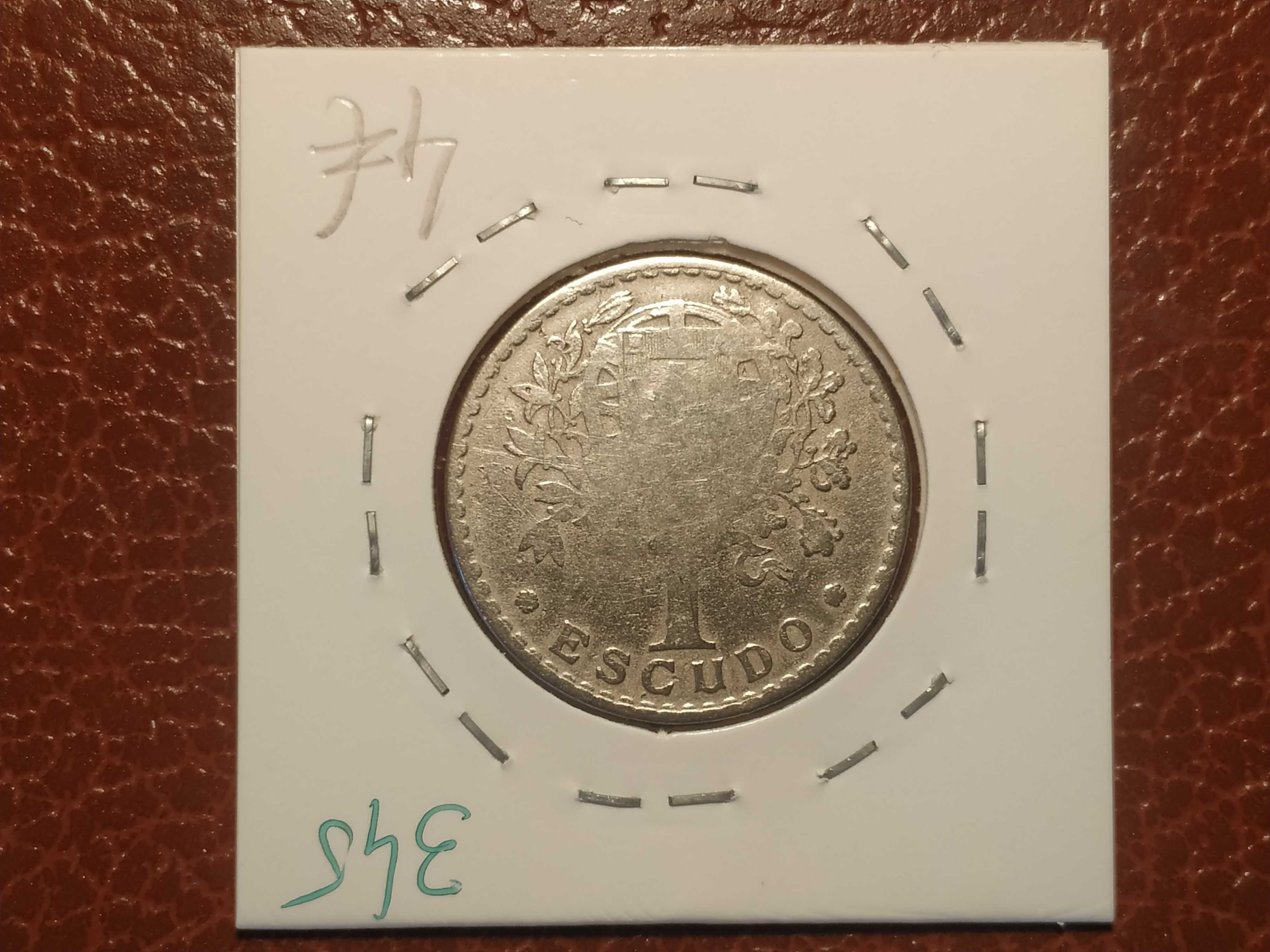 345 Portugal - moeda de 1 escudo de 1944 (em alpaca)