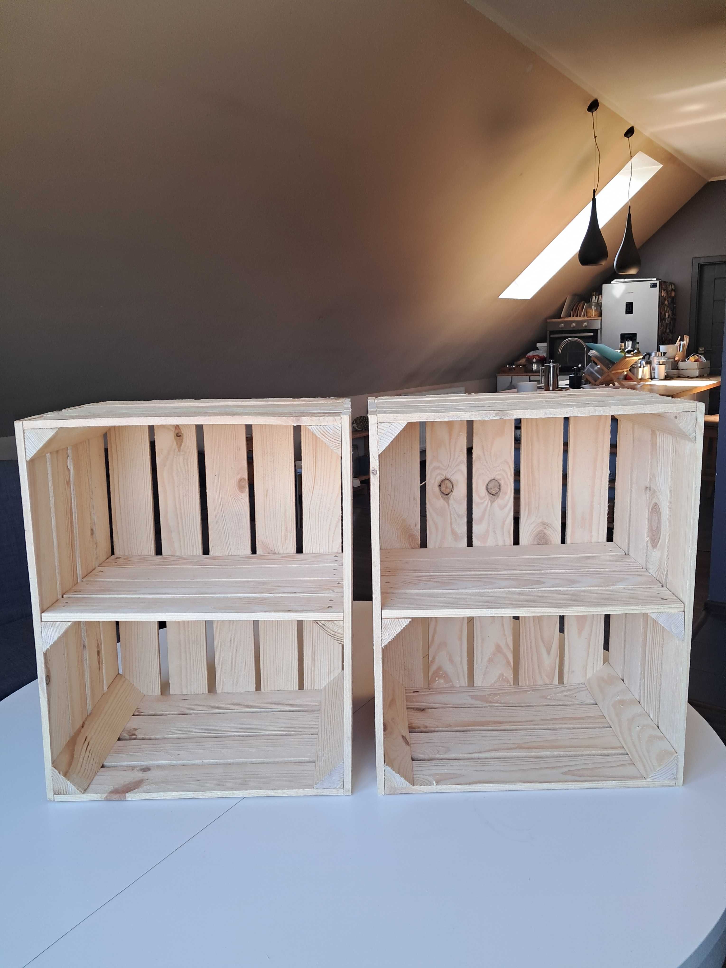 Dwie nowe skrzynki drewniane z półką krótką 50x40x30 przesyłka OLX