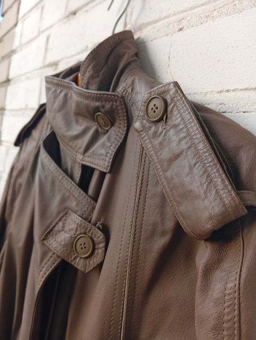 Вінтажний шкіряний плащ, колір мокко