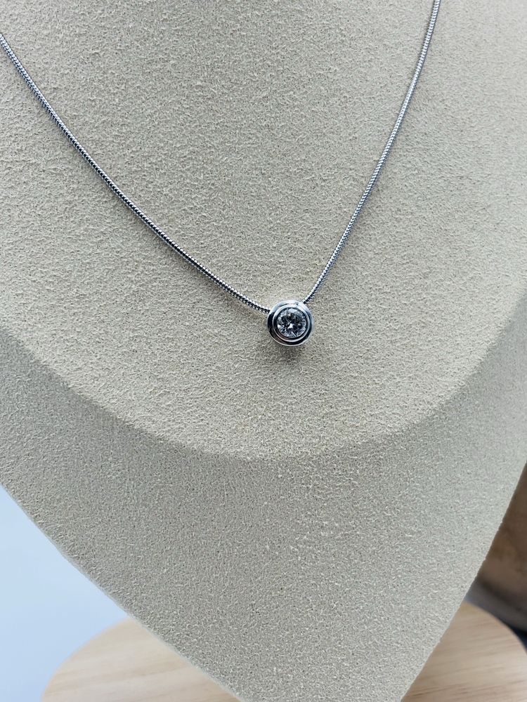 Naszyjnik Złoty z Brylantem 585/14k 0.51ct 45cm Certyfikat