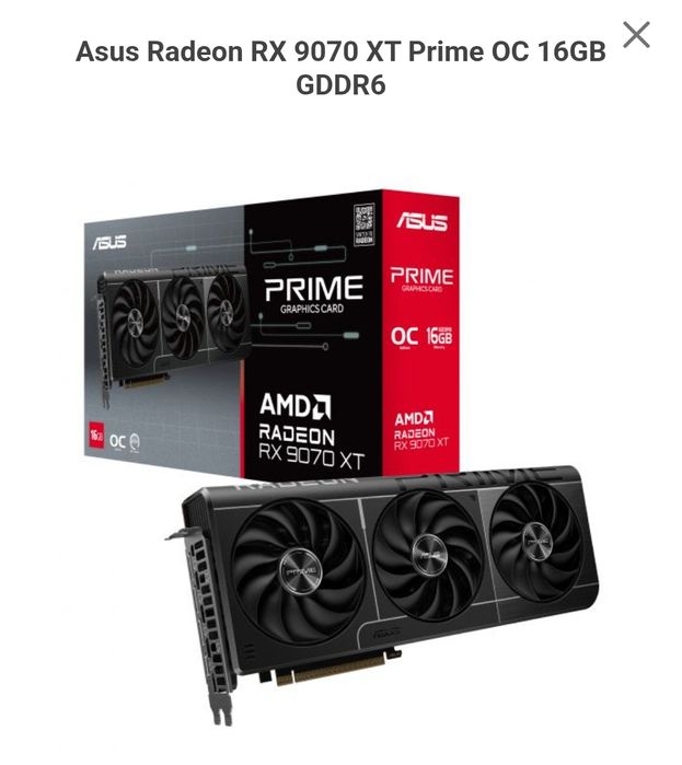 Asus Radeon RX 9070 XT Prime OC 16GB GDDR6 (recondicionado Grade A)