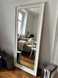 Duże lustro Ikea w drewnianej ramie Hemnes białe 74x165