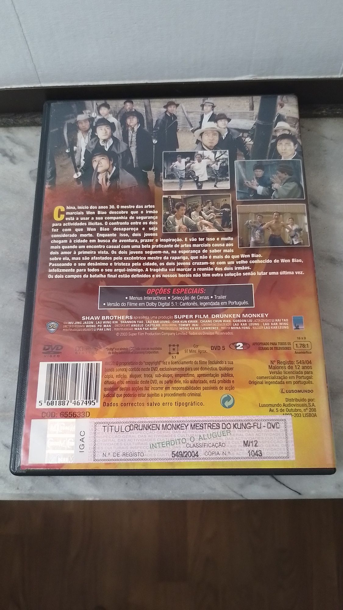 DVD Drunken Monkey - Mestres de Kung-Fu