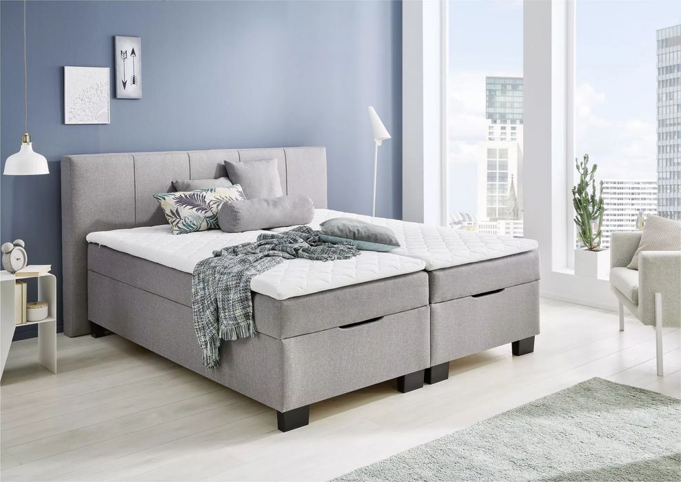 Łóżko kontynentalne 160x200 z pojemnikiem i topperem – BX-1620 | ONDA